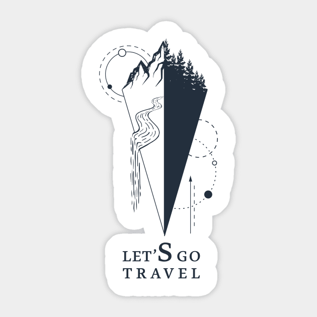 Compass. Let's Go Travel. Motivational Quote. Adventure, Travel, Wanderlust. Sticker by SlothAstronaut